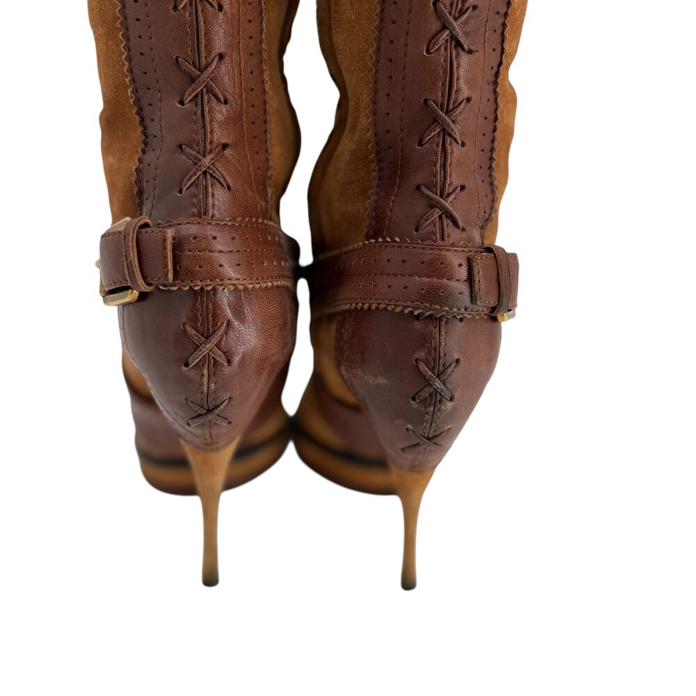 Dior Vintage Over The Knee Boots Brown Suede Leather Y2K Galliano EU 36.5 - Picture 8 of 15